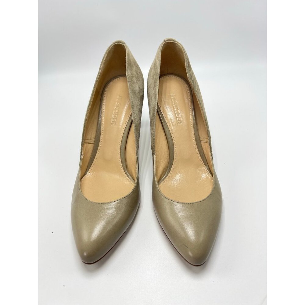 New! Jill sander beige leather suede Heels sz 6.5 (37 EU) - Picture 2 of 11